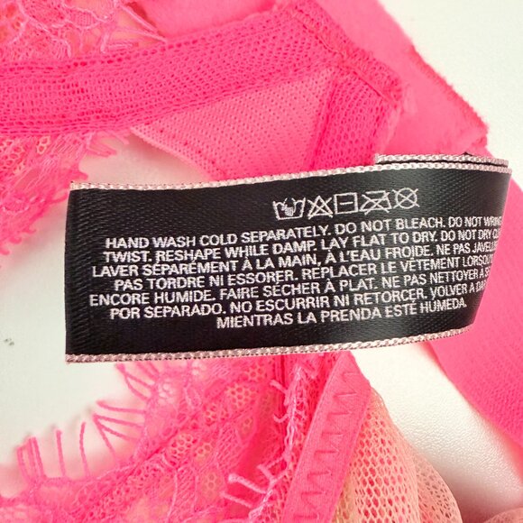 Victoria's Secret Garter Slip Women's Size 34B Neon Pink Lace Boned Corset Teddy - Picture 9 of 15
